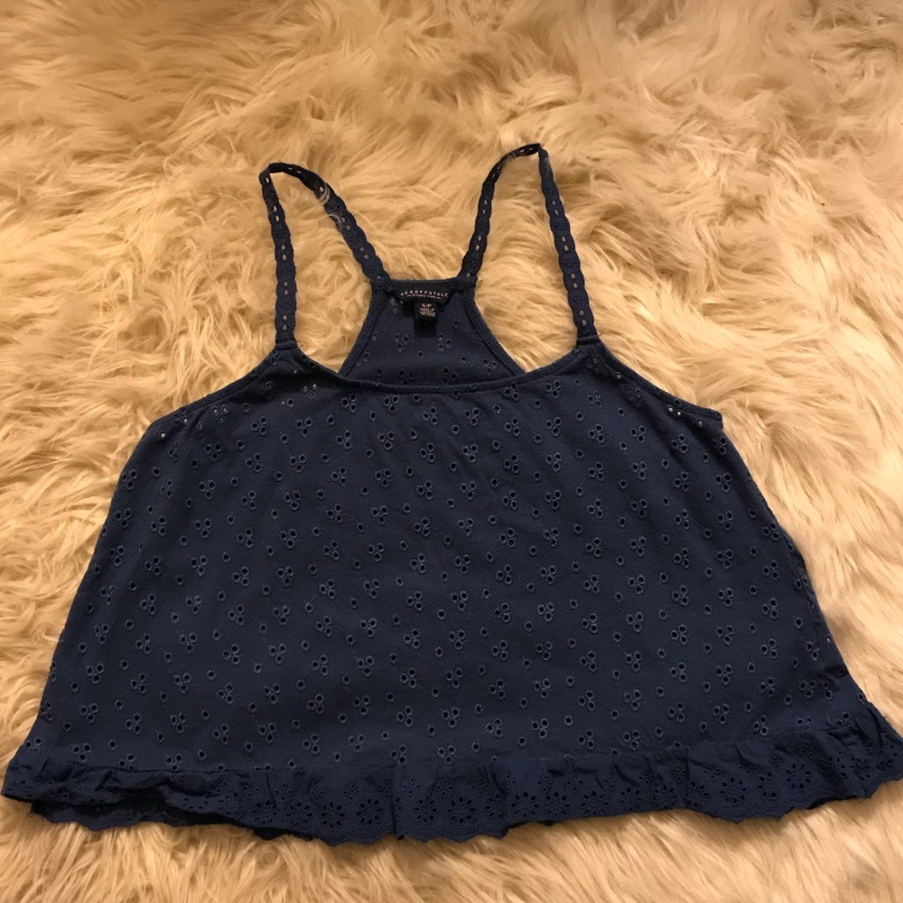 Aeropostale Size S Navy Blue eyelet lace crop Top